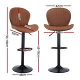 Rosebud Gas Lift Bar Stool, Brown 2pcs