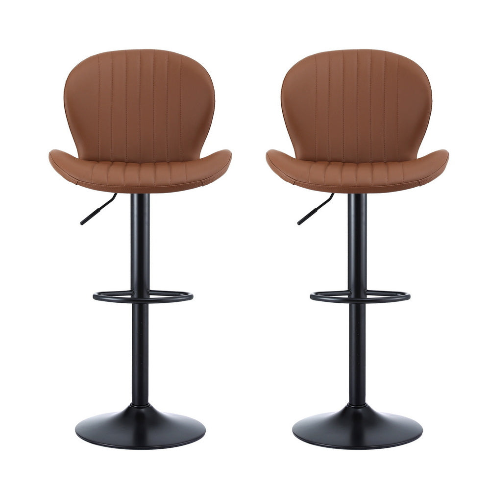 Portsea Swivel Bar Stool, Brown 2pcs
