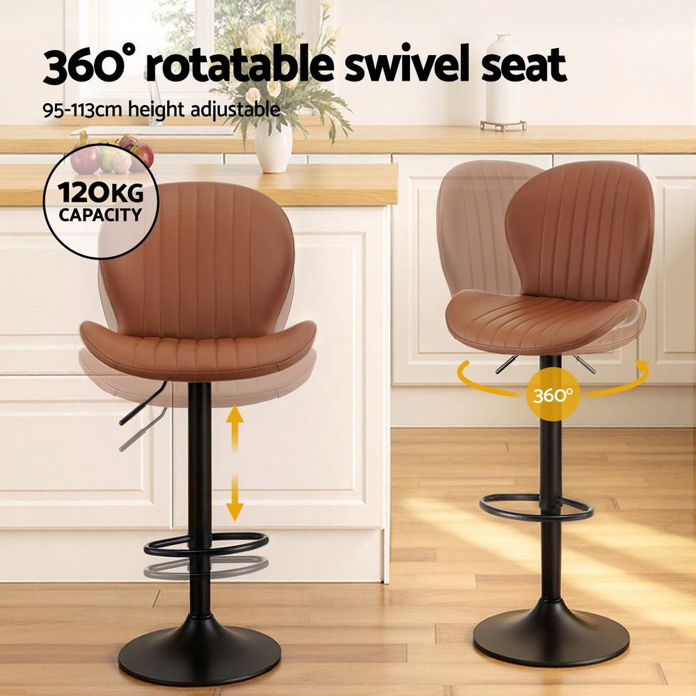 Portsea Swivel Bar Stool, Brown 2pcs