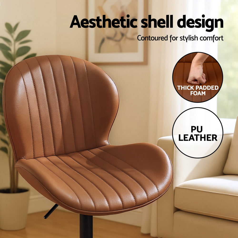 Portsea Swivel Bar Stool, Brown 2pcs