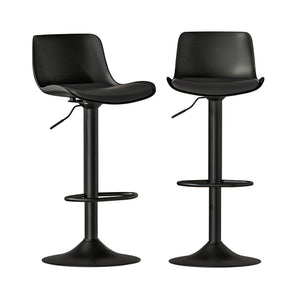 Seaford black gas lift swivel bar stools pair with chrome bases