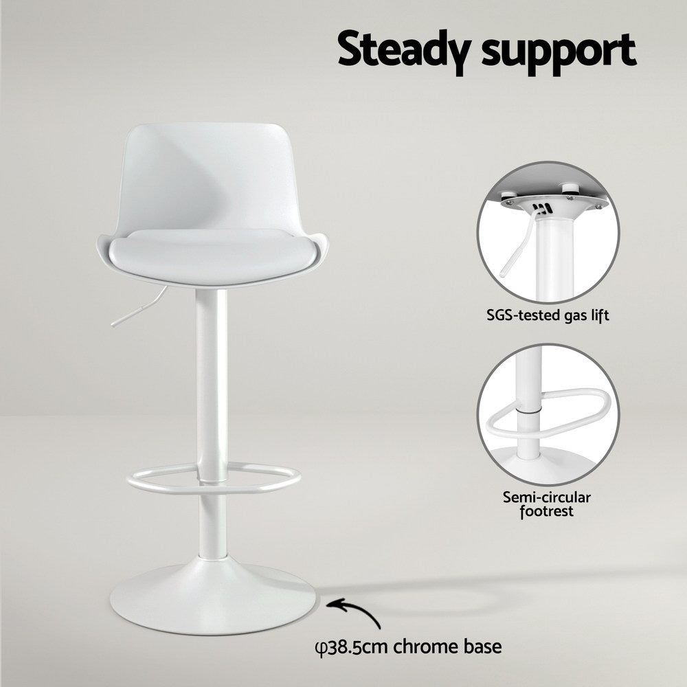 Artiss Fynn white bar stool padded seat close-up — Allure Home Collections