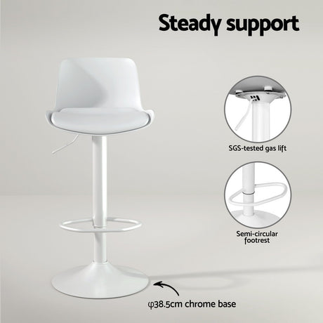 Artiss Fynn white bar stool padded seat close-up — Allure Home Collections