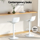 Side profile of Artiss Fynn white bar stool showing chrome gas lift — Allure Home Collections