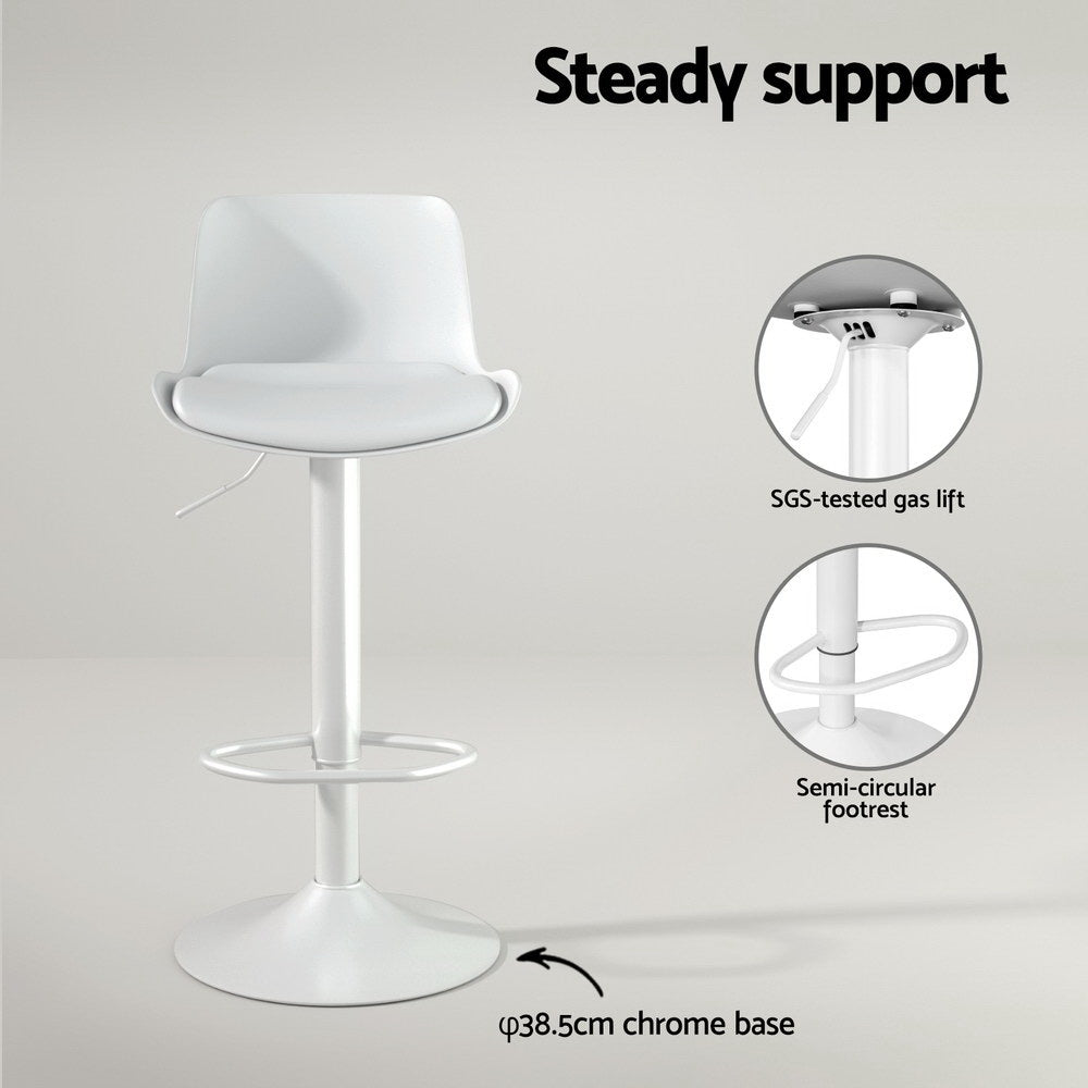 Artiss Fynn white bar stool padded seat close-up — Allure Home Collections