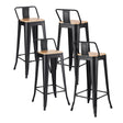 Rye black metal and pine stackable bar stool 4pcs set in a casual kitchen