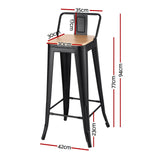 Cannons Creek black stackable industrial bar stool with pine seat in a kitchen