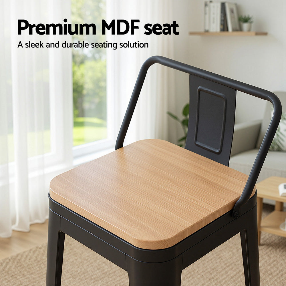 Rye Stackable Bar Stool, Black 4pcs