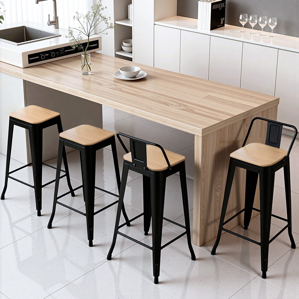 Rye Stackable Bar Stool, Black 4pcs