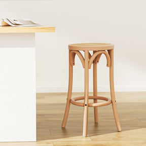 Mordialloc beechwood and rattan bar stool single at a kitchen counter