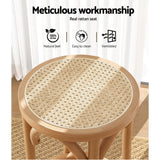 Side profile of Artiss Apri bar stool showing beechwood legs and rattan seat — Allure Home Collections