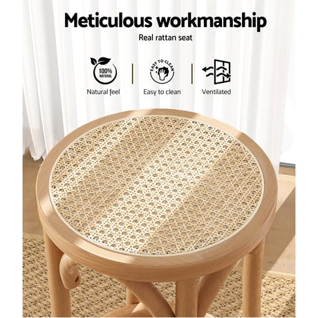Artiss Apri Bar Stool - Rattan & Wood