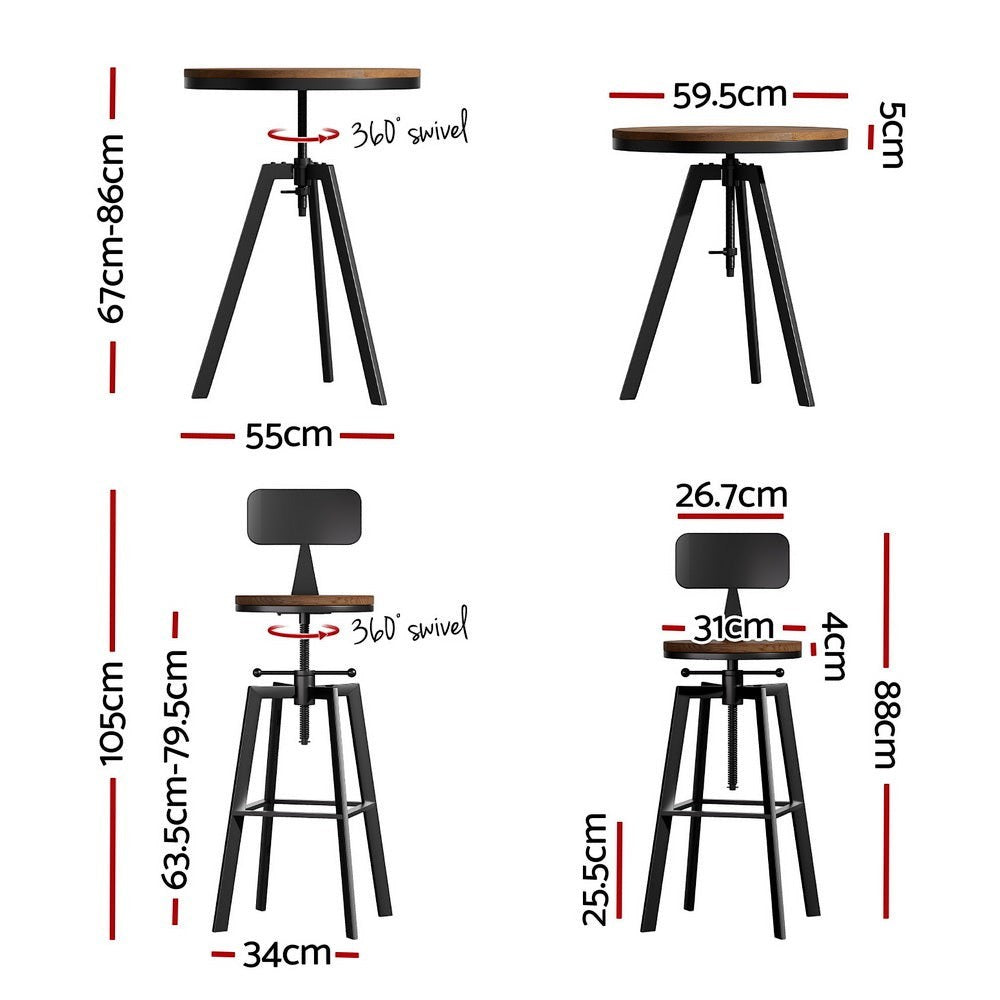 Anderson 3 piece bar set beside a kitchen island