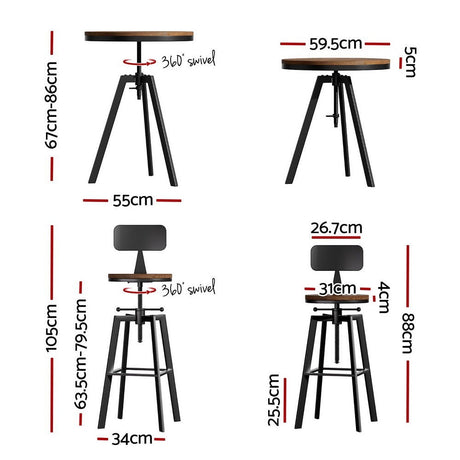 Anderson 3 piece bar set beside a kitchen island