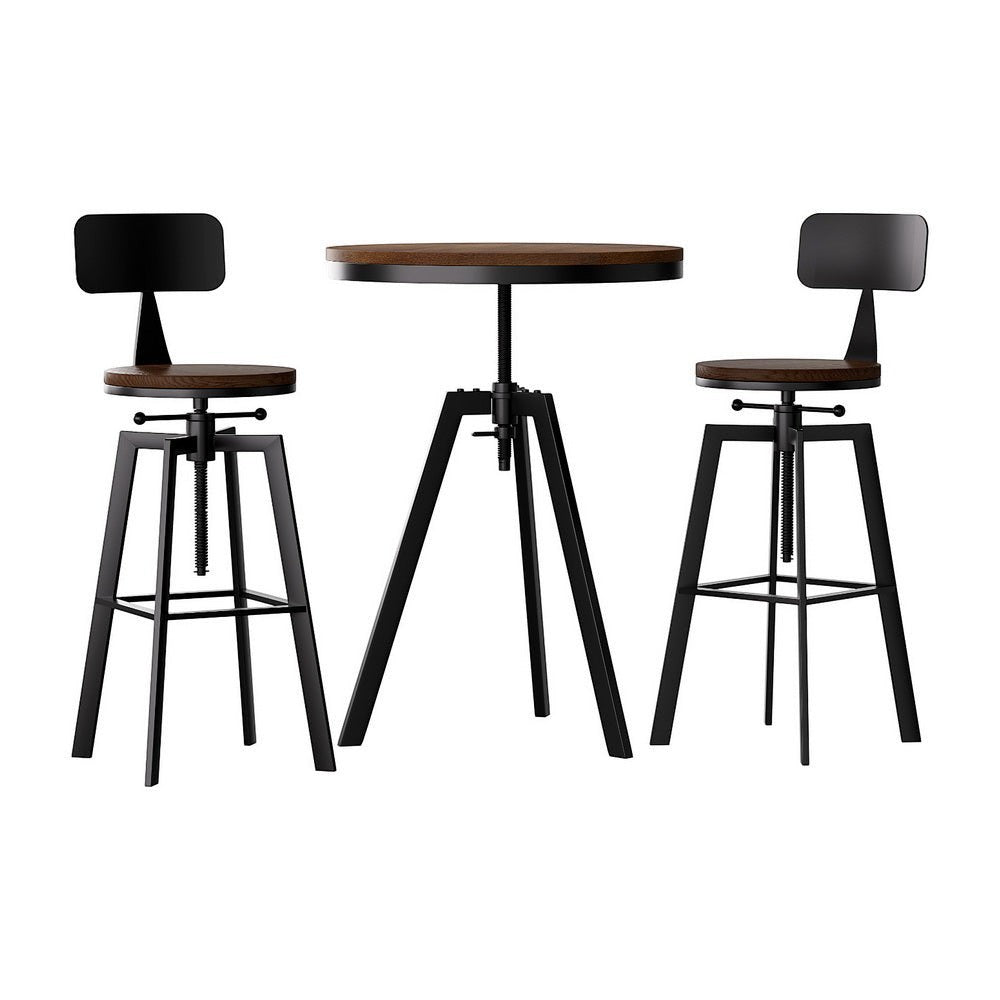 Close up of the anderson 3 piece bar set seat and frame