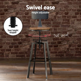 Artiss industrial bar set close-up showing elm wood table top — Allure Home Collections