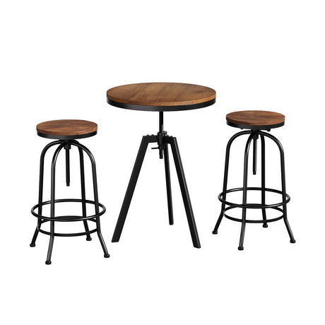 Artiss industrial bar table and stools set with elm wood top — Allure Home Collections