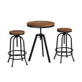 Dalyston industrial 3 piece bar set with elm table and two swivel stools