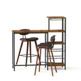 Fishermans Beach industrial bar table with wine rack and two padded stools