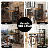 Fishermans Beach industrial bar table with wine rack and two padded stools