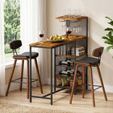 Fishermans Beach industrial bar table with wine rack and two padded stools