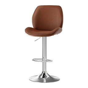 Devon Meadows brown PU leather bentwood swivel bar stool single with chrome base