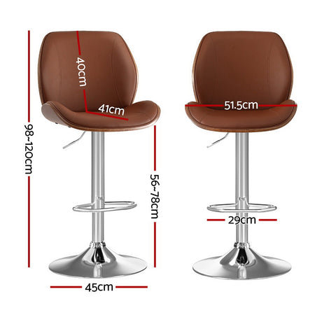 Artiss bentwood bar stool brown leather seat and bentwood back detail — Allure Home Collections