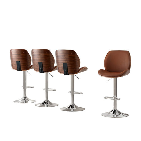 Artiss bentwood adjustable brown leather bar stools set of 4 — Allure Home Collections