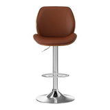 Karingal brown bentwood bar stool with adjustable leather seat at a kitchen counter