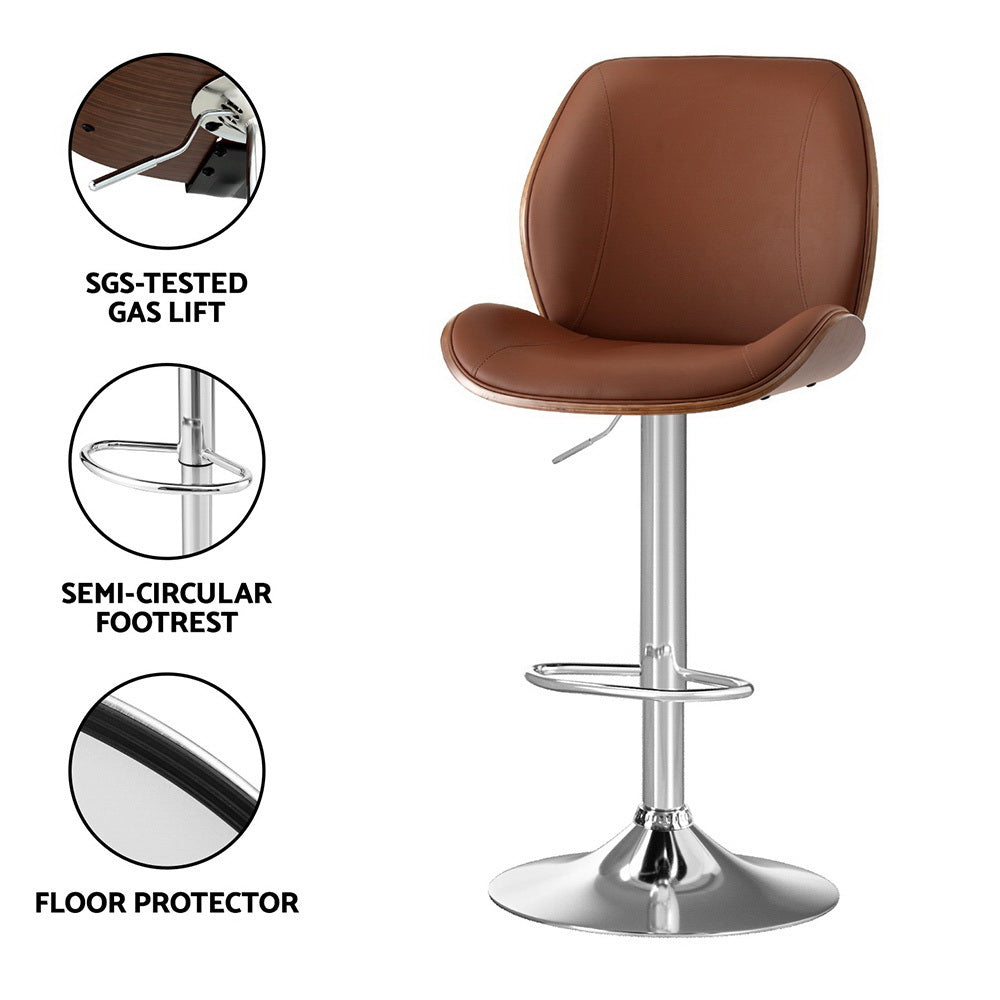 Four Artiss bentwood brown leather bar stools in contemporary kitchen — Allure Home Collections