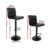 Artiss black bar stool PU leather seat and gas lift detail — Allure Home Collections