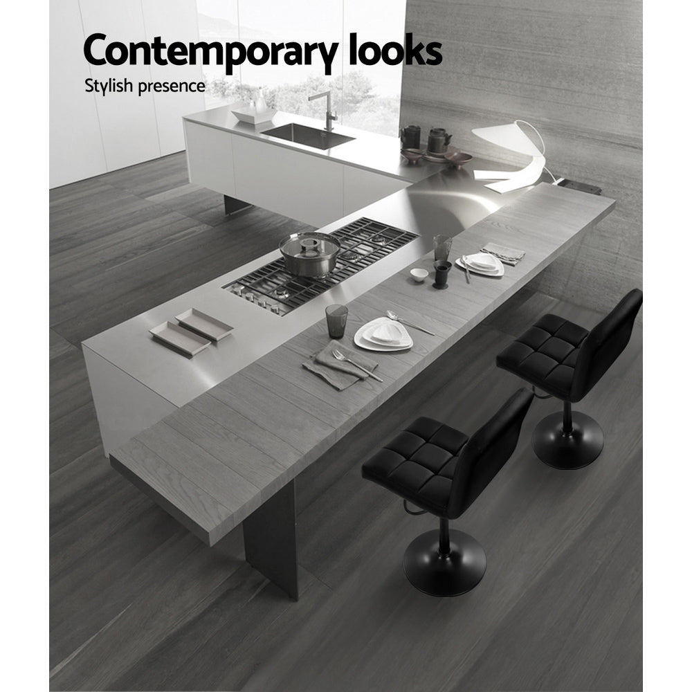 Side profile of Artiss black bar stool showing chrome gas lift base — Allure Home Collections