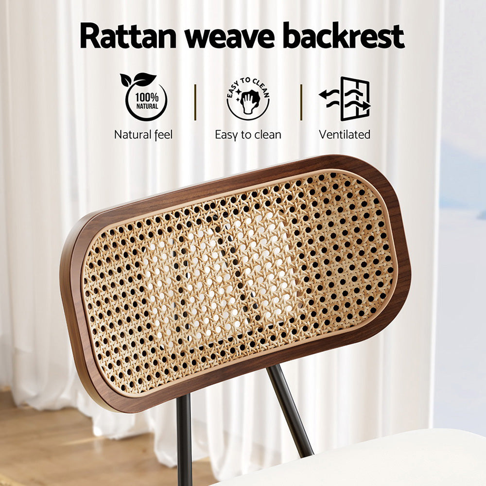 Side profile of Artiss rattan bar stool showing contoured frame — Allure Home Collections