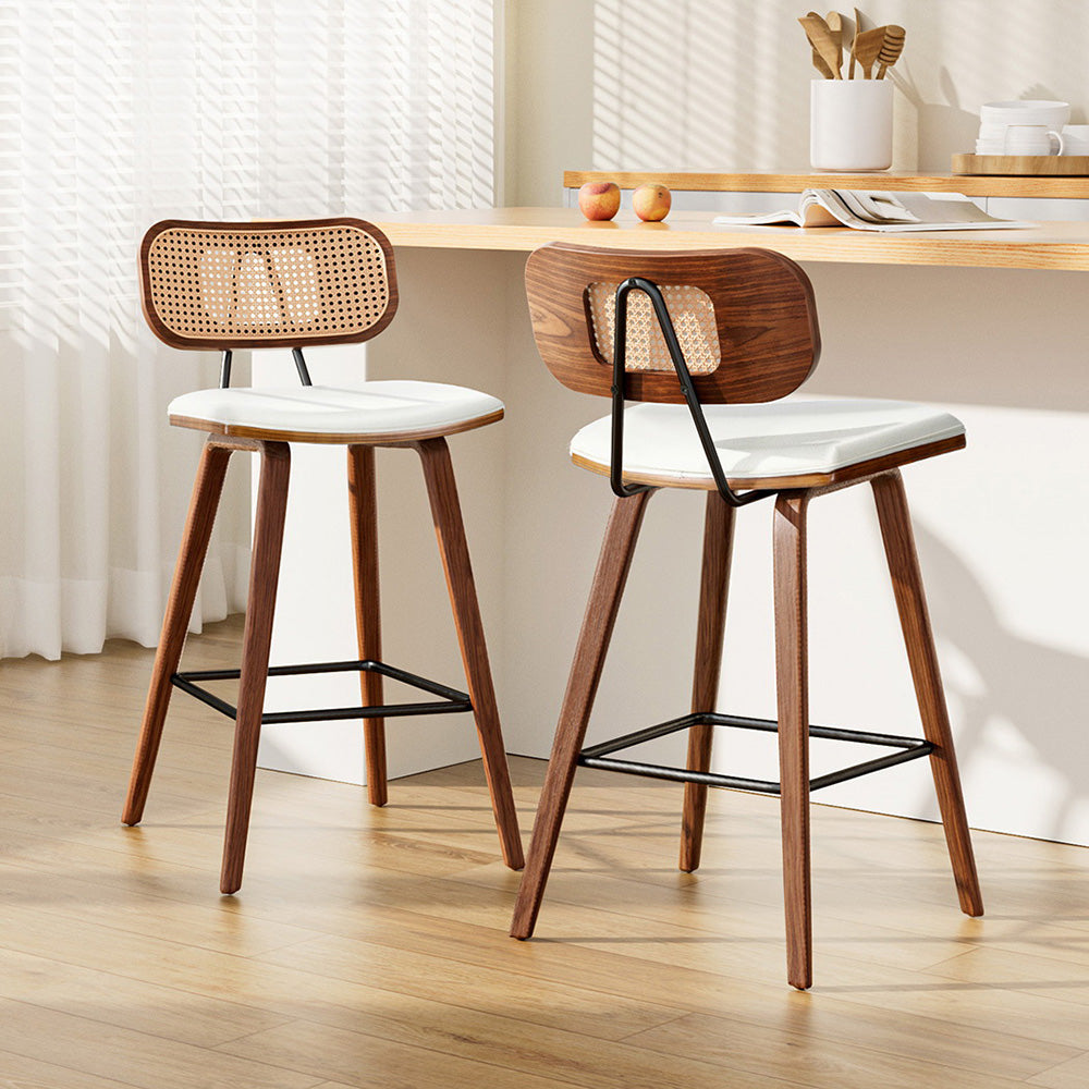 Dromana Rattan Bar Stool, Beige 2pcs