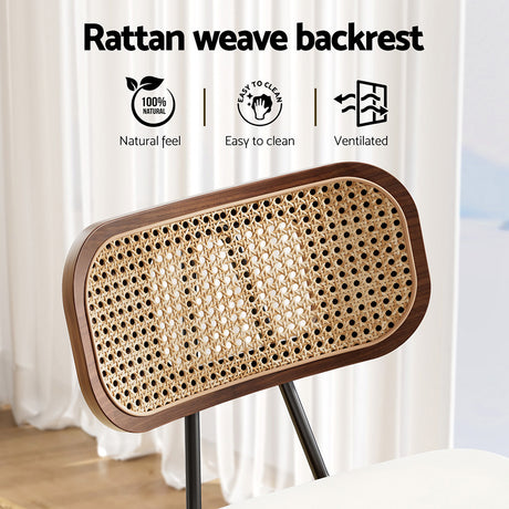 Side profile of Artiss rattan bar stool showing natural PP rattan weave — Allure Home Collections
