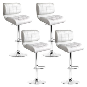 Tankerton white PU leather gas lift padded bar stools set of four with chrome bases