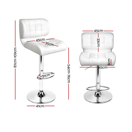Artiss white leather bar stool padded seat close-up — Allure Home Collections