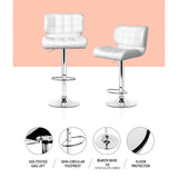 Side profile of Artiss white bar stool showing chrome gas lift base — Allure Home Collections