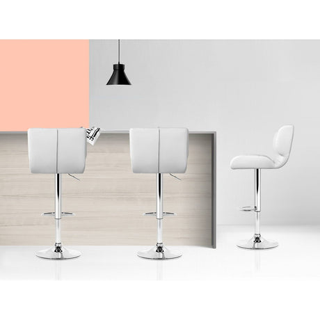 Artiss white bar stool footrest ring and chrome base detail — Allure Home Collections