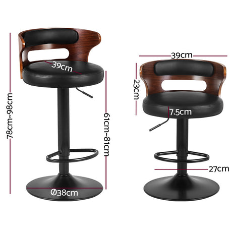Side profile of Artiss Grandeur bar stool showing chrome gas lift — Allure Home Collections
