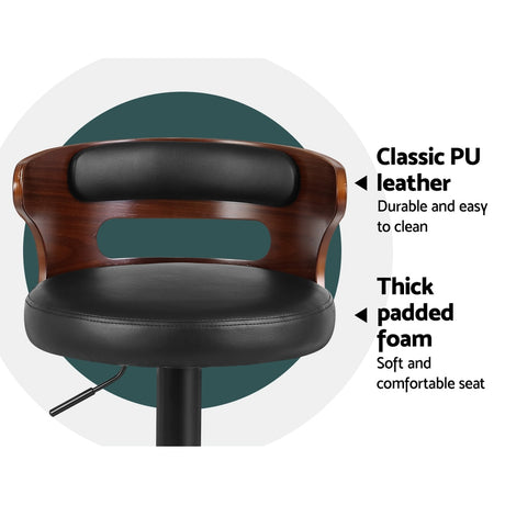Artiss Grandeur bar stool faux leather seat and gas lift detail — Allure Home Collections