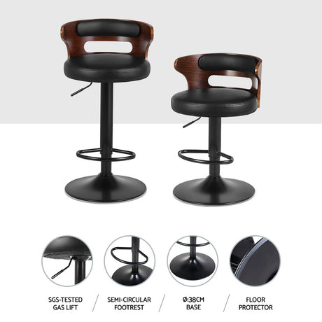 Side profile of Artiss Grandeur bar stool showing chrome gas lift base — Allure Home Collections