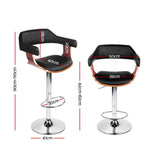 Artiss black bar stool armrest and PU leather padded seat detail — Allure Home Collections