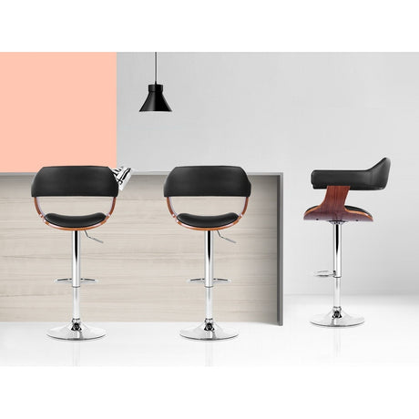 Artiss gas lift leather bar stool with armrests in contemporary kitchen — Allure Home Collections