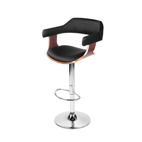 Artiss padded black bar stool with armrests showing full height range — Allure Home Collections