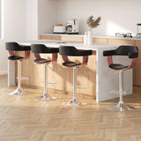 Artiss black PU leather gas lift bar stools with armrests set of 4 — Allure Home Collections