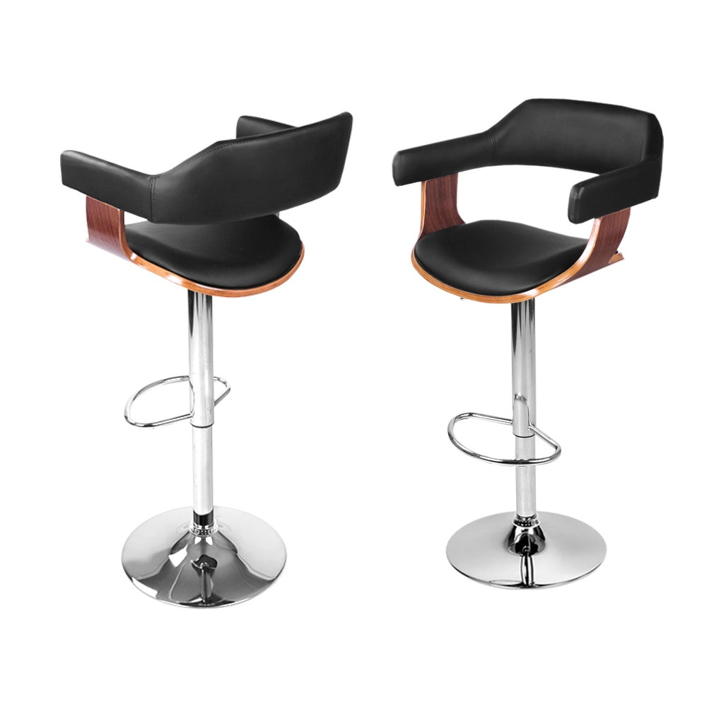 Artiss black bar stool chrome gas lift and footrest ring detail — Allure Home Collections