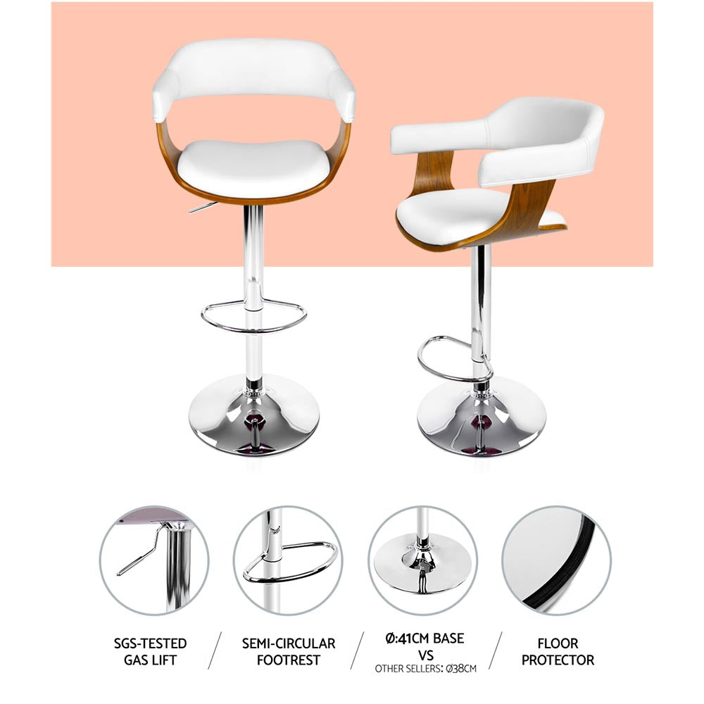 Artiss white bar stool padded seat and armrest close-up — Allure Home Collections