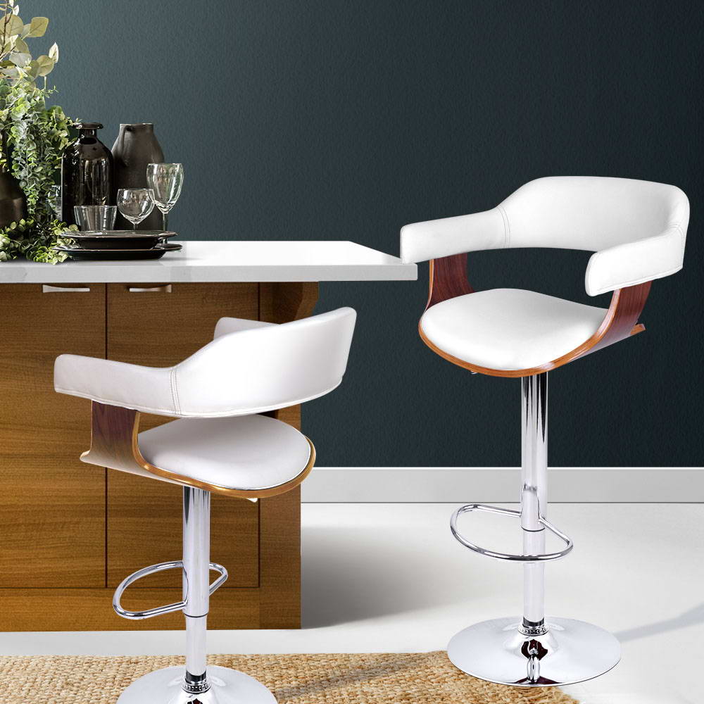 Artiss white leather armrest bar stool in contemporary kitchen — Allure Home Collections