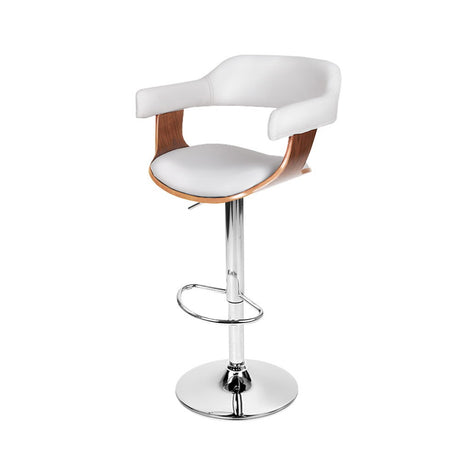 Artiss white bar stool showing full height and armrest silhouette — Allure Home Collections